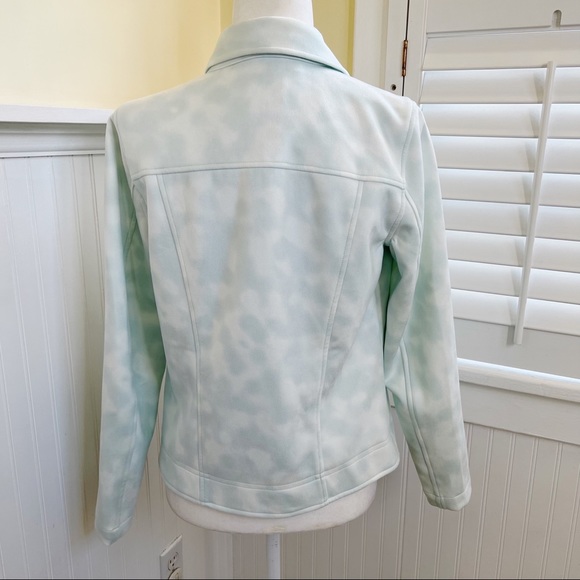 Haute Hippie Tribe NWOT Mint Green & White Tie Dye Print Biker Jacket Size XS - Picture 2 of 4
